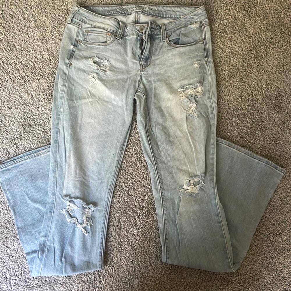 American eagle skinny kick stretch ripped jeans: 10 extra long
